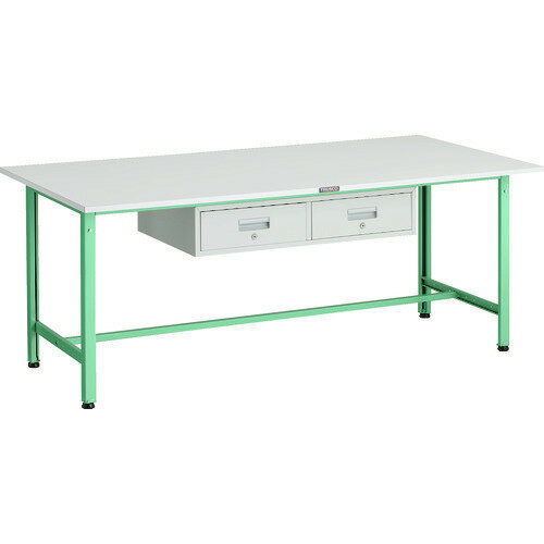 オレンジブック トラスコ中山　TRUSCOTRUSCO 軽荷重作業台(300kg)AE型 1800X900XH740 2列引出付 ヤンググリーン色 〔品番:AE1809FL2YG〕[ 注番:1833888]特長●深めの引出しを2列設置してお...