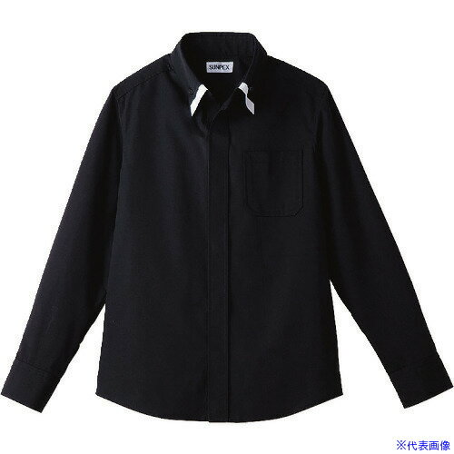 ■TKG サンペックスイスト レイヤードBD衿長袖シャツ 4L ET-1312 BK×WT SSY3614(1926877)[送料別途見積..