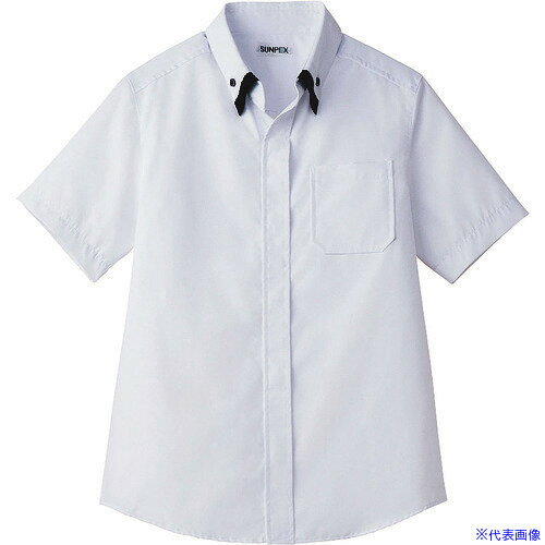 ■TKG サンペックスイスト レイヤードBD衿半袖シャツ LL ET-1313 WT×BK SSY3709(1928478)[送料別途見積り][法人・事業所限定][掲外取寄]