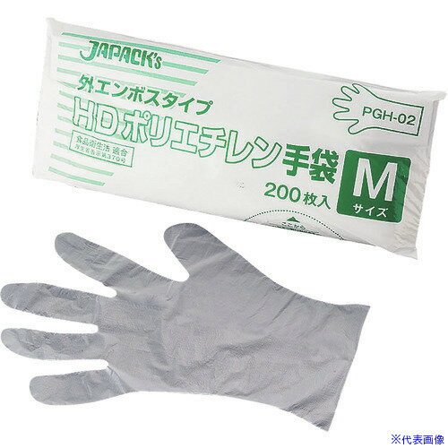 ■TKG ジャパックス HDポリエチレン手袋 PGH-02 M(200枚入) STBF202(1933298)[送料別途見積り][法人・事..