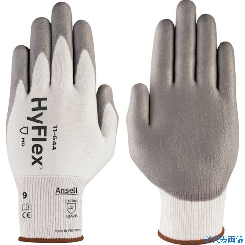■Ansell 耐切創手袋 ハイフレックス 11−644 グレー XLサイズ 1164410(1956658)