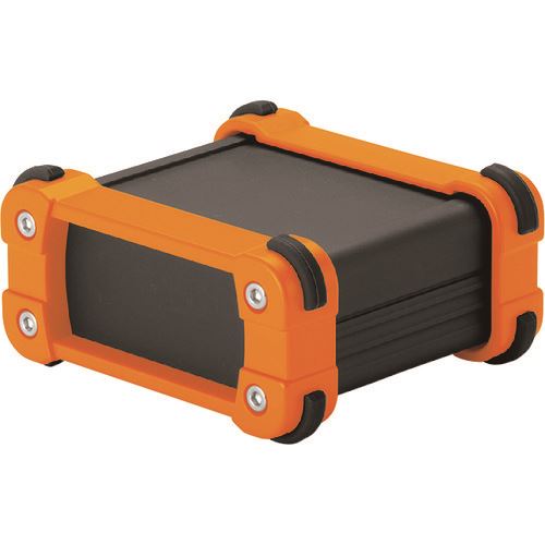 ■タカチ コーナーガード付アルミケースアルミパネルタイプ ブラック/オレンジ EXP24917BO(2014555)[法人限定][外直送元]