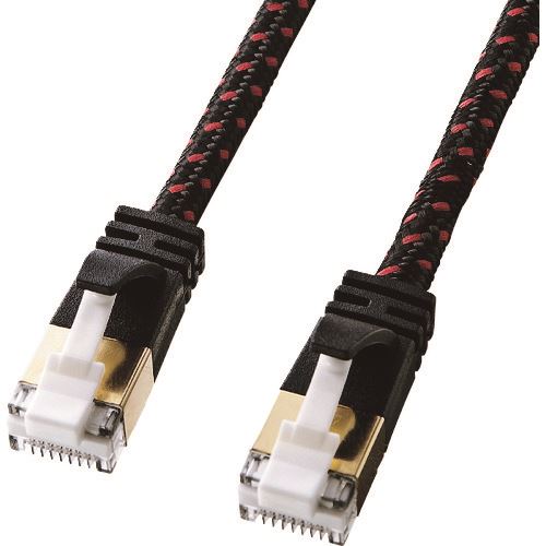 ■SANWA つめ折れ防止カテゴリ7細径メッシュLANケーブル KBT7ME03BKR(2018075)[送料別途お見積り][法人..