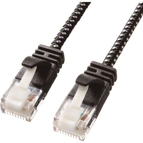 ■SANWA つめ折れ防止カテゴリ6A細径メッシュLANケーブル KBT6AME05BKW(2021340)[送料別途お見積り][法人限定][掲外取寄]