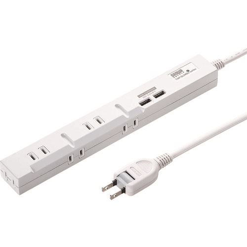 オレンジブック トラスコ中山　TRUSCOSANWA スリムタップUSB充電機能付き 〔品番:TAPSLIM5U2〕[ 注番:2031585]特長●3Pプラグも差し込めるスリムタイプのマグネット付きタップです。●上面・側面交互差込口レイアウトでACアダプタ接続に便利なスリムタイオプの電源タップです。●特殊差込口形状採用でアースピン付きの3Pプラグが差し込めます。●USB充電ポート2個装備しUSB出力合計3.4A仕様で、スマートフォン、タブレットを各1台同時に充電することができます。●スチールに仮固定できるマグネット付きです。●トラッキング火災予防に有効な、絶縁キャップ付スイングプラグを採用しています。仕様●コンセント数：5●幅(mm)：240●奥行(mm)：31●高さ(mm)：24●定格電圧(V)：125仕様2●定格：125V15A●USB出力：DC5V・3.4A（2ポート合計）●USBポート：2ポート●プラグ：2Pスイングプラグトラッキング火災予防絶縁キャップ付き●差込口：5個口●コード：2mVFF1.8mm2材質/仕上セット内容/付属品注意原産国（名称）中国JANコード4969887824337本体質量0gオレンジブック トラスコ中山　TRUSCOSANWA スリムタップUSB充電機能付き 〔品番:TAPSLIM5U2〕[注番:2031585]《包装時基本サイズ：100×68×355》〔包装時質量：406g〕分類》オフィス・住設用品》OA用品》OAタップ☆納期情報：オレンジブック掲載以外でメーカー直送品（送料元払い）【法人限定＝会社名ご記入お願い致します。】※北海道・沖縄・離島は運賃別途商品も含む