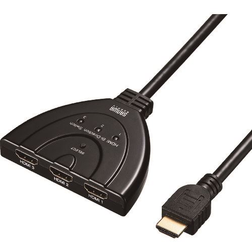 オレンジブック トラスコ中山　TRUSCOSANWA HDMI切替器(3入力・1出力または1入力・3出力) 〔品番:SWHD31BD〕[ 注番:2033909]特長●3入力・1出力、または1入力・3出力の双方向切替に対応したHDMI手動切替器です。●HDMI機器3台を切り替えて1台のテレビへ出力、またはHDMI機器1台を切り替えて3台のテレビやプロジェクター等に切り替えて出力できる双方向対応HDMI切替器です。●1080p（1920×1080）のフルハイビジョン映像に対応しています。●HDCP（High-bandwidthDigitalContentProtection）Pass-throughです。●DTSDigital、DolbyDigital(DTS-HD、DolbyTrueHD)対応です。●HDDレコーダーやプロジェクター、PS4・3など様々なHDMI機器に対応しています。仕様●高さ(mm)：15●奥行(mm)：82●幅(mm)：61●消費電力(W)：0.5仕様2●対応機器：HDMI出力端子を標準搭載している映像機器・家庭用ゲーム機・パソコン●対応出力機器：HDMI入力端子を標準搭載しているテレビ・パソコン用ディスプレイ・プロジェクターなど●インターフェース入出力用：HDMIタイプA(19PIN)メス×3入出力用：HDMIタイプA(19PIN)オス×1●切替内容：HDMI入力3：HDMI出力1またはHDMI入力1：HDMI出力3●HDMI規格・HDMIVer1.4・フルHD3D対応・HDCP対応●最大解像度：1080p(1920×1080)、WUXGA（1920×1200）●切替方式：本体切替ボタン●データレート：最大3.4Gbps●稼動温度・湿度：温度0〜70℃湿度10%〜85%以下（結露なきこと）材質/仕上セット内容/付属品注意原産国（名称）中国JANコード4969887593547本体質量0gオレンジブック トラスコ中山　TRUSCOSANWA HDMI切替器(3入力・1出力または1入力・3出力) 〔品番:SWHD31BD〕[注番:2033909]《包装時基本サイズ：140×30×215》〔包装時質量：190g〕分類》オフィス・住設用品》OA用品》ケーブル☆納期情報：オレンジブック掲載以外でメーカー直送品（送料元払い）【法人限定＝会社名ご記入お願い致します。】※北海道・沖縄・離島は運賃別途商品も含む