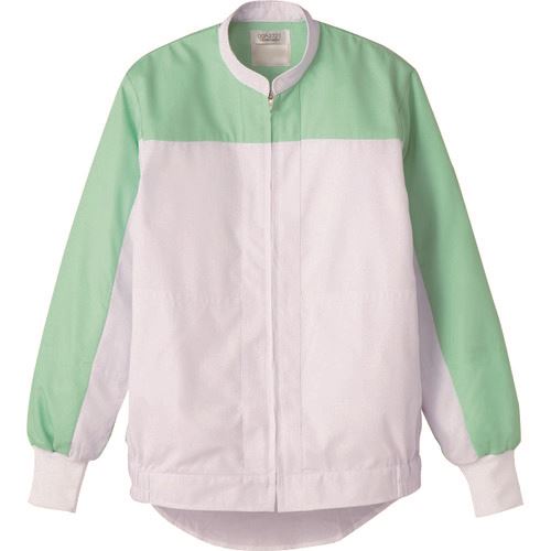 オレンジブック トラスコ中山　TRUSCOサンペックス 長袖ジャンパー 食品工場 白衣 衛生 ホワイト×グリーン SS 〔品番:DCP2721SS〕[ 注番:2041831]特長●食品工場や給食施設など、衛生管理が求められる現場に最適な長袖ジャンパーです。●冷感素材の中でも優れたヒンヤリ感を実現する「点タッチドライ設計」と高い熱伝導率で、暑い工場内でも快適に作業できます。●異物混入リスクを軽減する、フードディフェンス対応のノーポケット仕様です。●HACCP支援対応商品として、工場内の安全・安心をサポートします。●ホワイト×サックス、ホワイト×グリーンの2色展開で、お好みに合わせてお選びいただけます。仕様●色：ホワイト　グリーン●サイズ：SS●着丈(cm)：63●胸囲(cm)：98●肩幅(cm)：40●袖丈(cm)：55仕様2●フロントセミオートコイルファスナー●本体袖口フライス●ウエストインナースナップボタン留め●インナー袖口ゴム入り●パイピング縫製材質/仕上●ドビー織（ポリエステル60% 綿34% 複合繊維（ソフィスタ(R)）5% 複合繊維（ポリエステル/ナイロン）1%）●ウエストインナー：メッシュ（ポリエステル100%）●制電・抗菌・吸汗・速乾・点タッチセット内容/付属品注意原産国（名称）非公開JANコード4582439083589本体質量270gオレンジブック トラスコ中山　TRUSCOサンペックス 長袖ジャンパー 食品工場 白衣 衛生 ホワイト×グリーン SS 〔品番:DCP2721SS〕[注番:2041831][本体質量：270g]《包装時基本サイズ：370×270×40》〔包装時質量：320g〕分類》保護具》保護服・防護服》食品工場向けウェア☆納期情報：メーカー取り寄品（弊社より発送）