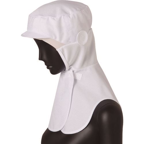■サンペックス ロングフード 衛生帽子 ホワイト S DC5017S(2048154)[送料別途お見積り][法人限定][掲外..
