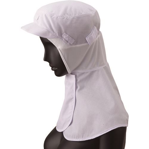 ■サンペックス ロングフード 衛生帽子 ホワイト L RN6910L(2048214)[送料別途お見積り][法人限定][掲外..