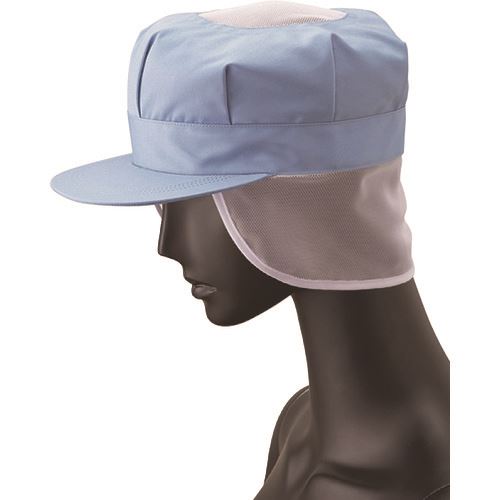 ■サンペックス 八角帽子 メッシュケープ付き 衛生帽子 サックス M US2655M(2048216)[送料別途お見積り]..