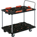 ■TRUSCO 連結式樹脂製2段台車 ビートル 900X600 自在5輪 コボレ止めセット ハンドル付 BT924KJ5E100(2063474)
