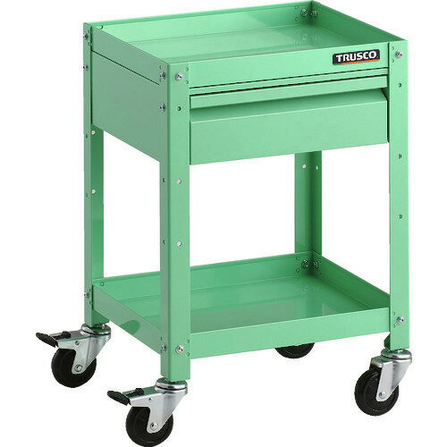 ■TRUSCO ツールワゴン ラビットワゴン 400X350 引出1段付 ゴム車輪 ヤンググリーン RBW642VYG(2064279)