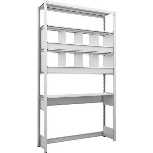 ■TRUSCO スチールラック K1型抗菌塗装高密度収納棚 下段開放型 H2200XW1250XD325 5段 仕切りトレ-8個付 K1U7435C8(2064863)[送料別途見積り][法人・事業所限定][メーカー取寄]