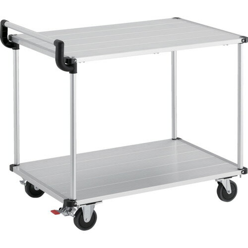 ■TRUSCO アルミ台車 アルパカート 省音 2段式片袖タイプ 900×600mm ストッパー付 AL220960S(2072314)[法人限定][直送元]