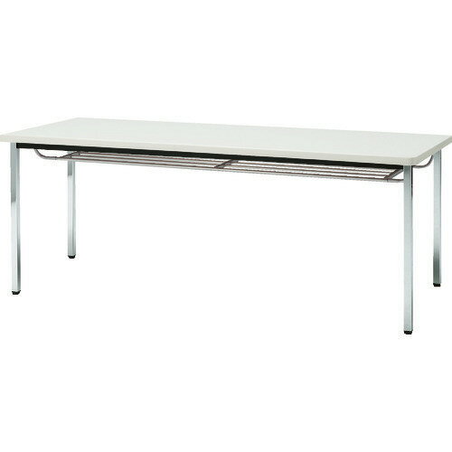■TRUSCO 会議用テーブル 1800X450XH700 下棚付 丸脚 ホワイト TDST1845W(2082316)[法人限定][直送元]
