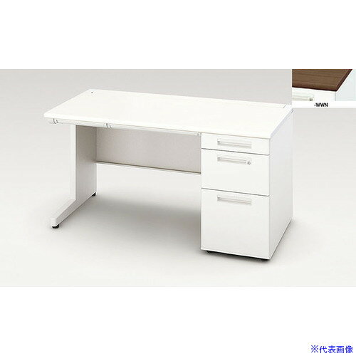■NAIKI 片袖デスク XEHH型/天板:ダークウォールナット 本体:クリアーホワイト/W1400×D700×H720 XEHH147BWWN(2086869)[送料別途お見積り][法人限定][外直送]
