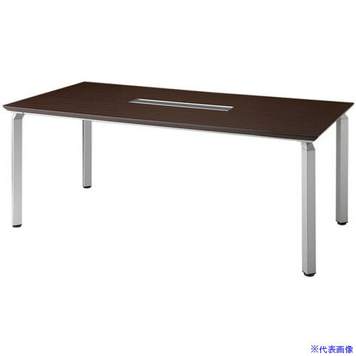 ■NAIKI ミーティングテーブル(配線付 ウエイク WK型/天板:ダークウォールナット 脚:シルバー/W1800×D90..