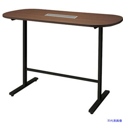 ■NAIKI ミーティングテーブル(配線付/長円テーブル ハイタイプ モプト MP型/天板：ダークウォールナット 脚：ブラック/W1500×D750×H720 MPH1575WRHBWN(2143991)[送料別途お見積り][法人限定][外直送]