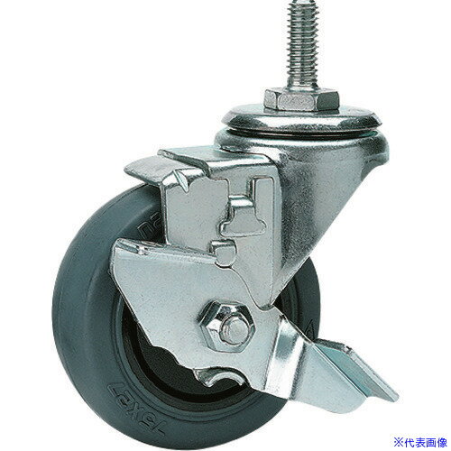 ■エレクター 静かな音のキャスター (エレクターシェルフ用) ゴム車 φ75mm ストッパー付き S75Q(2147484)[送料別途見積り][法人・事業所限定][外直送]