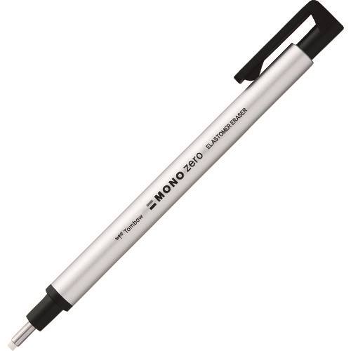 ■Tombow ホルダー消しゴム モノゼロ 丸型シルバー EHKUR04(2151411)×5[送料別途お見積り][法人限定][掲外取寄]