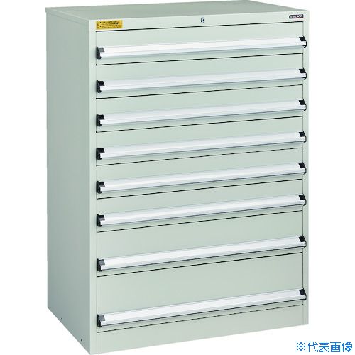 ■TRUSCO VE9S型中量キャビネット 880X550XH1200 引出し8段 ホワイト色 VE9S1203W(2152853) 法人限定 直送元