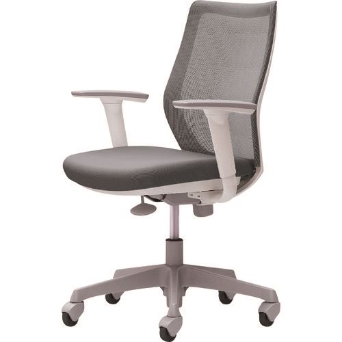 ■OKAMURA CG-M 可動肘 背メッシュ ハンガー無 ホワイトボディ ゴムキャスター グレー CG91XRFZK2(21653..