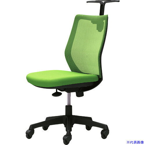 ■OKAMURA CG-M 肘無 背メッシュ ハンガー有 ブラックボディ ゴムキャスター ライムグリーン CG12JRFZK5(2166907)[送料別途お見積り][法人限定][外直送]