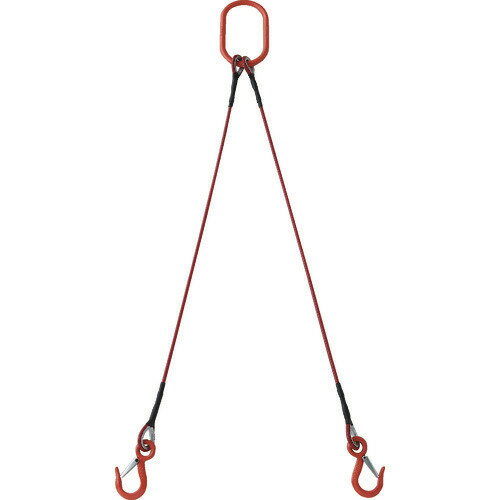 ■TRUSCO 2本吊玉掛ワイヤーロープスリング(カラー被覆付)アルミロックタイプ 赤透明2M 収縮カバー付 TW..