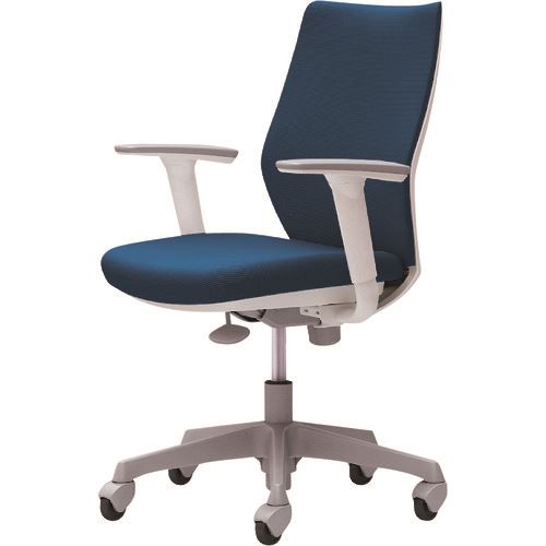 ■OKAMURA CG-M 可動肘 背パッド ハンガー無 ホワイトボディ ゴムキャスター ミディアムブルー CG97XRFZH3(2168496)[送料別途お見積り][法人限定][外直送]