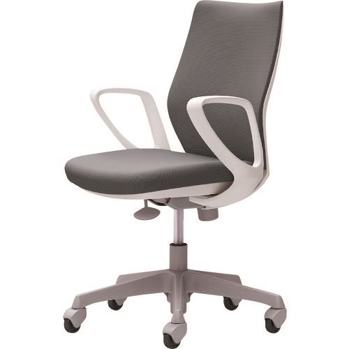 ■OKAMURA CG-M 固定肘 背パッド ハンガー無 ホワイトボディ ゴムキャスター グレー CG27XRFM37(2168507)[送料別途お見積り][法人限定][外直送]