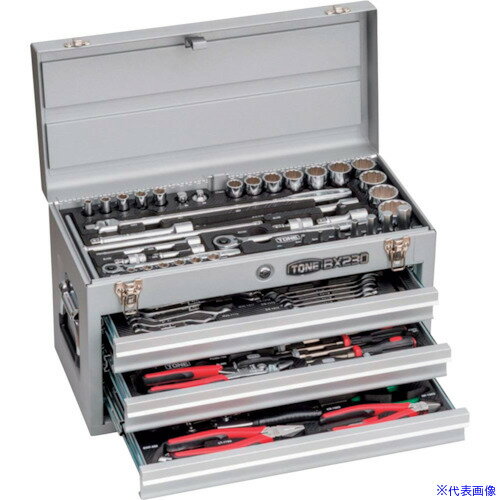 ■TONE 整備用工具セット ツールセット(シルバー) 間口508×奥行232×高さ302mm 差込角9.5mm、12.7mm TSXT..