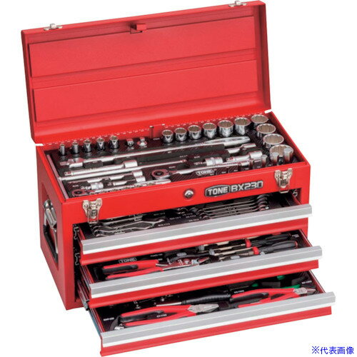 ■TONE 整備用工具セット ツールセット(レッド) 間口508×奥行232×高さ302mm 差込角9.5mm、12.7mm TSXT95021(2304606)[法人限定][外直送元]