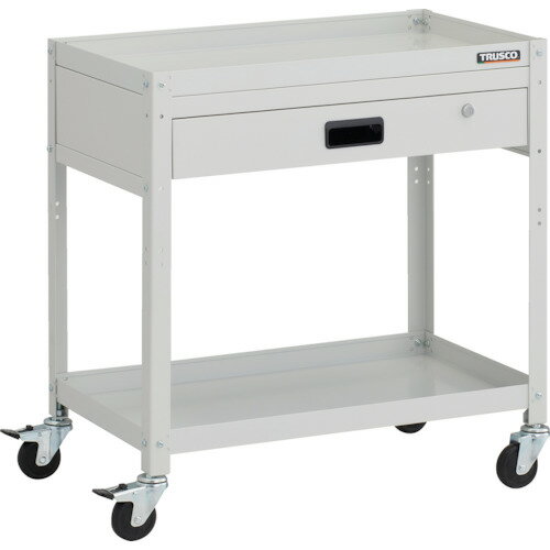 ■TRUSCO ツールワゴン ラビットワゴン 700X450XH740 1段引出付 ゴム車輪 ホワイト RBW772VW(2397417)