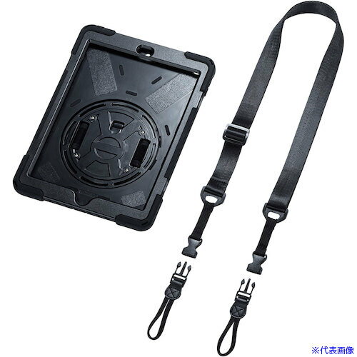 ■SANWA iPad 10.2インチ 耐衝撃ケース(ハンドル、スタンド、ショルダーベルト付き) PDAIPAD1617BK(2462953)
