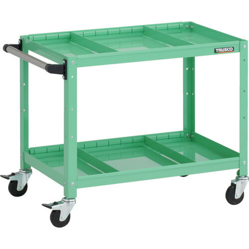 ■TRUSCO ツールワゴン ラビットワゴン 700X450XH600 2段 仕切板2段付 ハンドル付 ゴム車輪 ヤンググリ..