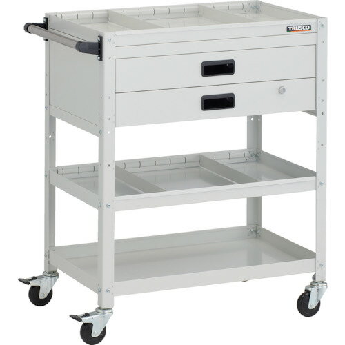 ■TRUSCO ツールワゴン ラビットワゴン 700X450XH880 3段 2段引出付 仕切板2段付 ハンドル付 ゴム車輪 ..