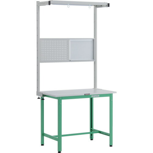■TRUSCO 軽荷重作業台(300kg)AE型 900X600XH1948(全高) ツールハンガーフルセット付 ヤンググリーン色 ..