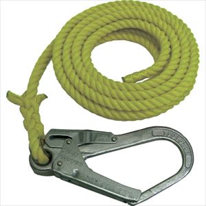 ■まつうら 介錯ロープ(吊り荷補助誘導用)12mmΦ×8m 黄 片側大口径フック付 KAISHAKUR1208YEL(2539107)[法人限定][外直送元]