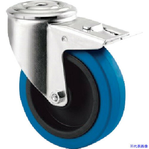 ■テンテキャスター ボルト穴式キャスター“ALPHA”(タイヤ痕レスタイプ) φ125 自在式(トータルロック付) 3477UFR125P3013SKYBLUE(2560641)[法人限定][外直送元]