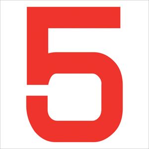 ■グリーンクロス カッティングステッカー 数字5 文字高100mm 赤 6300008239(2563658)[送料別途見積り][法人・事業所限定][外直送]