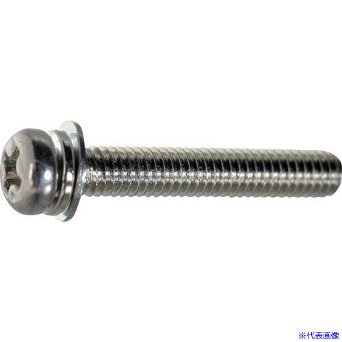 ■TRUSCO ナベ頭座金組込ねじ P=4 三価白 M2×15 1200本入 (ばね座金+JIS小形ワッシャー付き) ヘキサゴン..