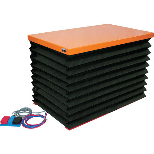 ■TRUSCO テーブルリフト 1000kg 電動Bねじ式 200V 750×1200mm 蛇腹付 HDLL100712VJ22(2638895)[法人限定][直送元]