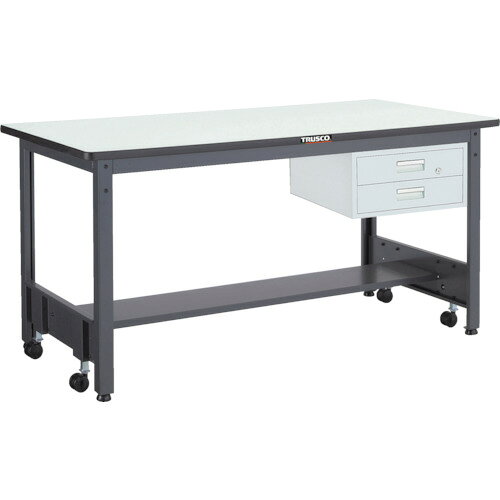 オレンジブック トラスコ中山　TRUSCOTRUSCO 中荷重作業台(500kg)CFW型 1800X900XH740 2段引出付 ダークグレー色 〔品番:CFWP1890F2〕[ 注番:2779731]特長●移動に便利なキャスター内蔵の作業台です。●仕分けに便利な2段引出し付です。●引出しは使い勝手に応じて任意の場所に取り付け可能です。●作業台にキャスターが取り付けてあるため、移動が必要な際には簡単に移動することができます。また、作業時にはアジャスターにより固定することが可能です。●ダップ樹脂天板を使用し、暖かみのある外観を持ち、耐油性・耐薬品性に優れています。また表面は滑らかで硬く、そりや割れに強くなっています。仕様●天板材質：ダップ化粧●間口(mm)：1800●奥行(mm)：900●高さ(mm)：740●脚部カラー：ダークグレー(DG)●アジャスターねじサイズ：M16×2.0●引出し：1列2段 F-2W●下棚：AEWLT型(1枚)●均等荷重(kg)：500●色：ダークグレー●引出し内寸(mm)間口×奥行×深さ：427×445×71仕様2●キャスター許容荷重：50kg/個●キャスター降下時の高さ：約754mm●アジャスターねじサイズ：M16×2.0●アジャスター調整範囲：20mm●下棚：AEWLT型(1枚)材質/仕上●本体:スチールセット内容/付属品注意●移動の際には台の上に物をのせないでください。●車上渡しのため、お客様での荷降ろしが必要です。●提供不可：chemSHERPA原産国（名称）日本JANコード4989999583212本体質量75kgオレンジブック トラスコ中山　TRUSCOTRUSCO 中荷重作業台(500kg)CFW型 1800X900XH740 2段引出付 ダークグレー色 〔品番:CFWP1890F2〕[注番:2779731][本体質量：75kg]分類》物流・保管用品》作業台》中荷重作業台☆納期情報：メーカー直送品（送料元払い）【法人限定＝会社名ご記入お願い致します。】 ※北海道・沖縄・離島は運賃別途商品も含む