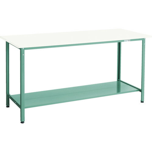 ■TRUSCO 軽荷重立作業台(300kg)HAE型 1800X900XH900 下棚2枚付 グリーン色 HRAE1809LT2(2893487)[法人限定][直送元]