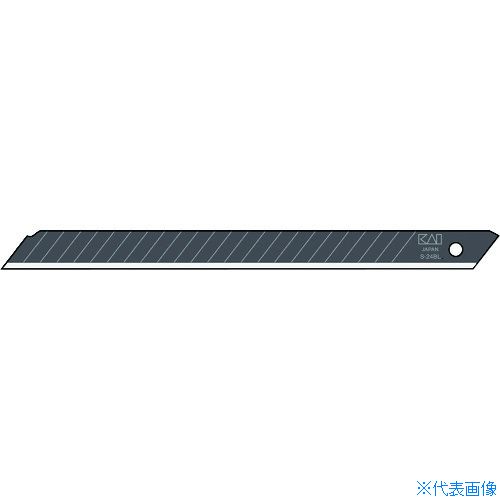 オレンジブック トラスコ中山　TRUSCO貝印刃物 カッターナイフ用替刃 24B−50 ロング24(50枚入) 〔品番:24B50〕[ 注番:2947111]特長●壁紙、床材を切ることを目的として開発したプロ用小型カッターロング刃です。●切り口がキレイに仕上がる、切れ味抜群の鋭角刃付けです。●切れ味・耐久性共に〇、バランスの良い黒刃です。●コストパフォーマンス抜群の替刃1枚で24回切れ味が復活します。用途●壁紙、床材等のカットに。●圧倒的切れ味・高い切断品質を求める方に。●切れ味・耐久性共に良いバランスを求められる方に。仕様●全長(mm)：119●刃厚(mm)：0.3●刃長(mm)：112.7●適合本体：D-001・D-002●色：黒●パック入数(枚)：50●適合機種：D-001・D-002●タイプ：替刃仕様2●D型用黒刃材質/仕上●炭素工具鋼セット内容/付属品注意原産国（名称）日本JANコード4901331503313本体質量124gオレンジブック トラスコ中山　TRUSCO貝印刃物 カッターナイフ用替刃 24B−50 ロング24(50枚入) 〔品番:24B50〕[注番:2947111][本体質量：124g]《包装時基本サイズ：123×22×15》〔包装時質量：166g〕分類》手作業工具》ハサミ・カッター・鋸》カッターナイフ☆納期情報：仕入れ先通常在庫品 (欠品の場合有り)