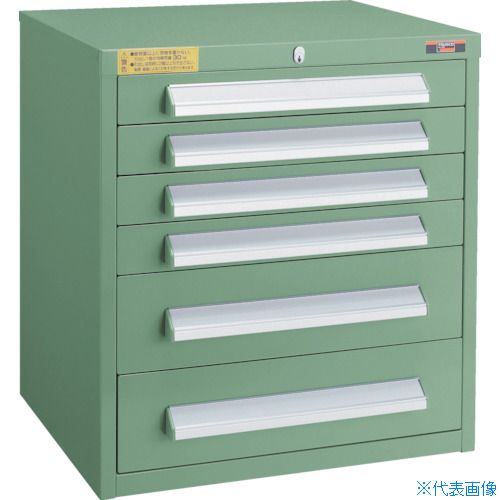 ■TRUSCO WLVR型キャビネット 500X412XH540 引出6段 緑 WLVR541(GN)(3011593)[送料別途お見積り][法人限..