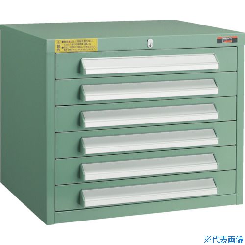 ■TRUSCO WLVR型キャビネット 500X412XH420 引出6段 緑 WLVR421(GN)(3011631)