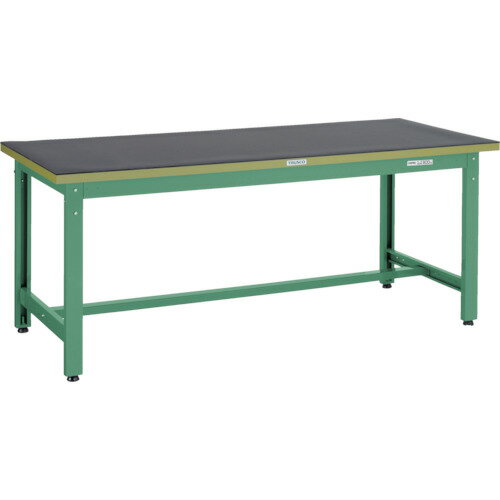 ■TRUSCO 中荷重作業台(800kg)GW型 1800X750XH745 ゴムマット張り グリーン色 GWP1875G5(3032094)[法人..