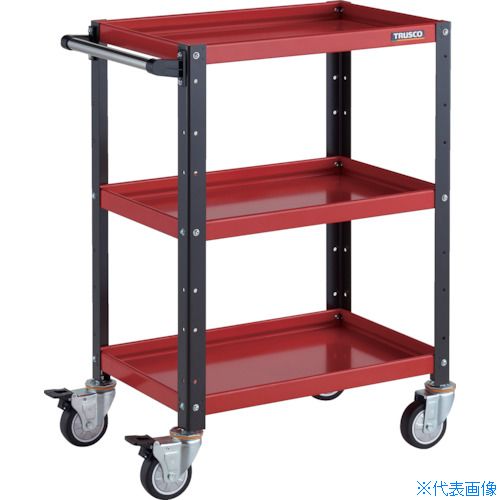 ■TRUSCO ツールワゴン バーディワゴン 600X400XH880 ウレタン車輪 レッド/ブラック BDW963URBK(3268110)