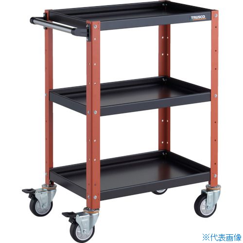 ■TRUSCO ツールワゴン バーディワゴン 600X400XH880 ウレタン車輪 ブラック/オレンジ BDW963UBKOR(3268113)